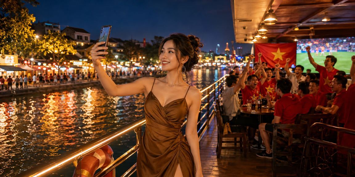 Người dùng tại Hà Nội xem kèo bóng đá trên điện thoại trong quán cà phê
